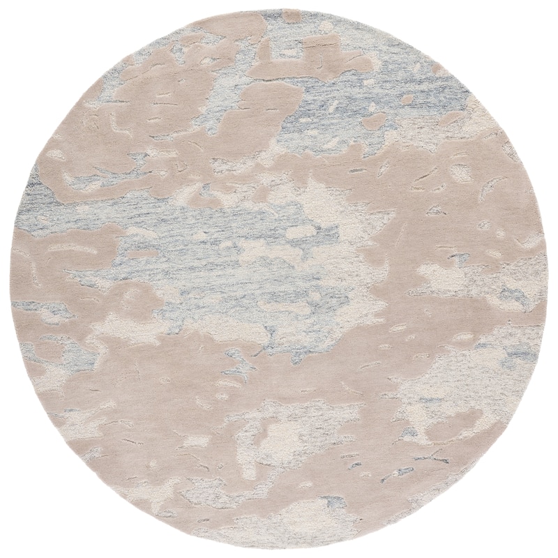 SAFAVIEH Handmade Harvest Jody Wool Rug - 6' Round - Taupe/Blue