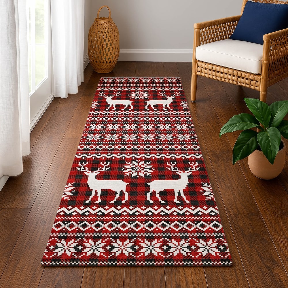 Premium Washable Super Soft Christmas Reindeer Mayfield Rug