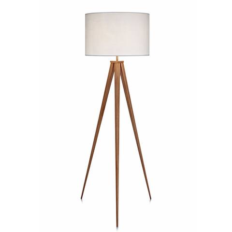 Home Romanza 60.23" Postmodern Tripod Floor Lamp with Drum Shade, Natural/White