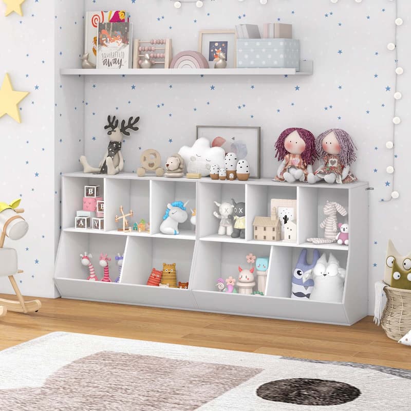 Costway 5-Cubby Kids Toy Storage Organizer Wooden Bookshelf Display - See Details