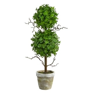 2' Eucalyptus Double Ball Topiary Artificial Tree - 6"