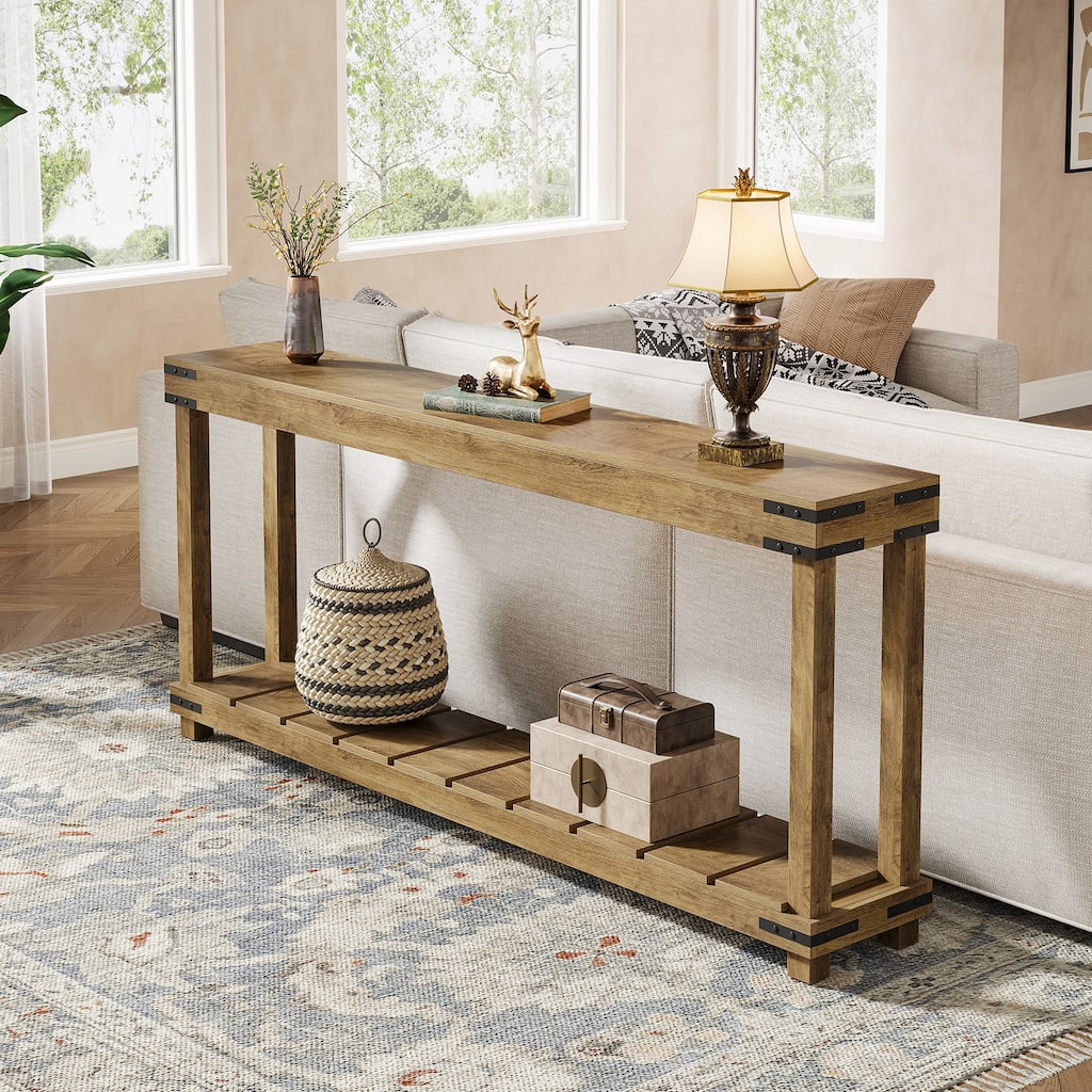 70.9-Inch 2-Tier Extra Long Console Sofa Table for Entryway