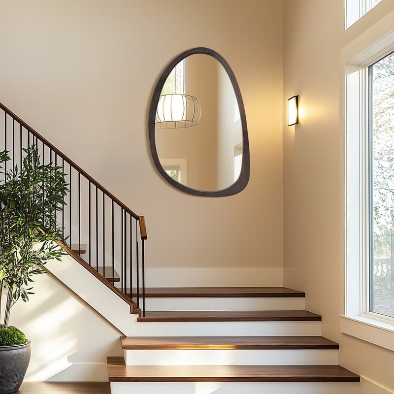 Irregular Mirror,Asymmetrical Wood Wall Frame Abstract Assymetrical Decorative Mirror