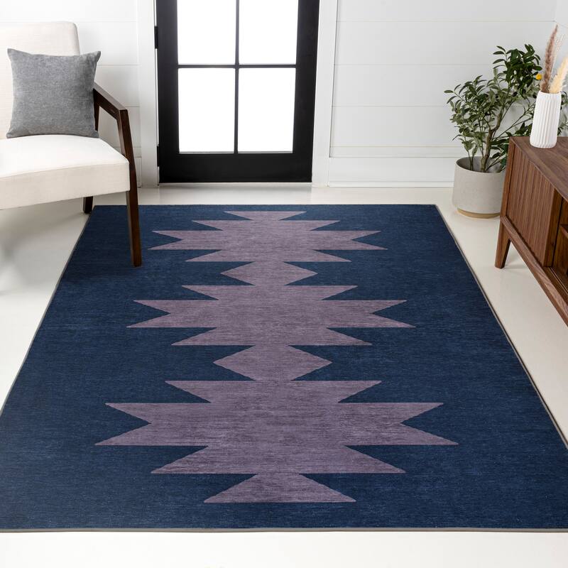 JONATHAN Y Adriel Solid Low-Pile Machine Washable Area Rug
