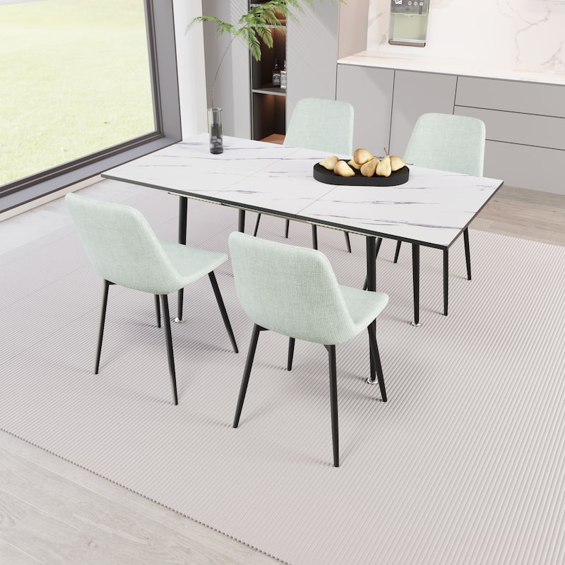 47"-63" Extendable MDF Modern Dining Table and Chair Set,Dining Table and Modern Dining Chair 4-Piece Set