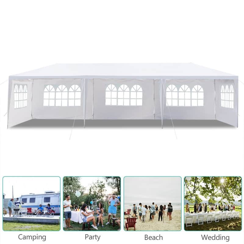 30-foot White PE/Iron Spiral Interface Wedding Party Canopy Tent