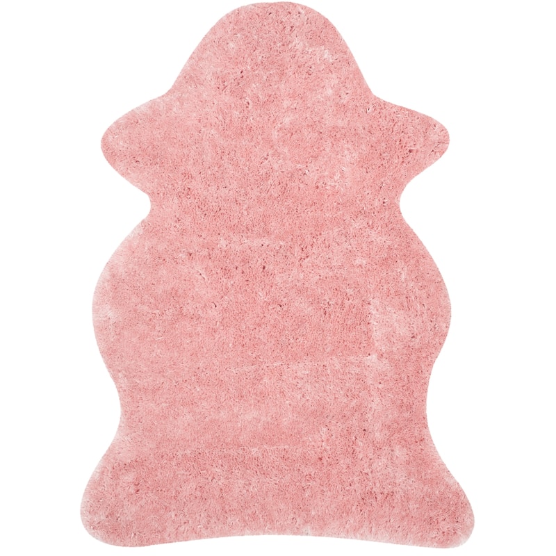 SAFAVIEH Handmade Vukosava Shag Guenevere 3-inch Extra Thick Rug - 2'6" x 4' Scallop - Pink - Runner/Rectangle