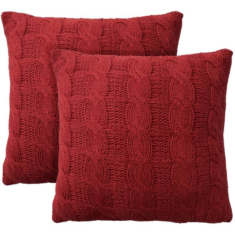Mina Victory Lifestyle Solid Throw Pillow - Red - 18" x 18" Set of 2
