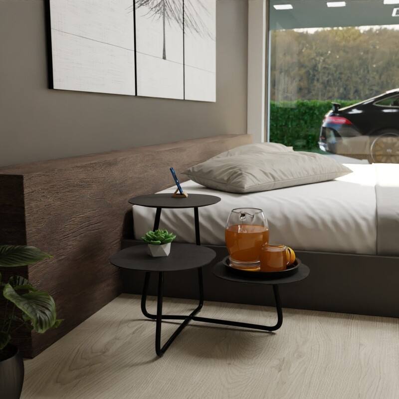 Hazelton Modern Multi Shelves MDF Wood Laminated Top Side Table with Stainless Steel Frame Accent End Tables for Home Decor