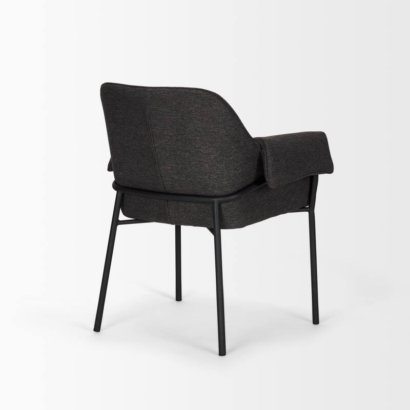 Brently Dining Chair w/ Cream Boucle Fabric & Matte Black Metal Legs