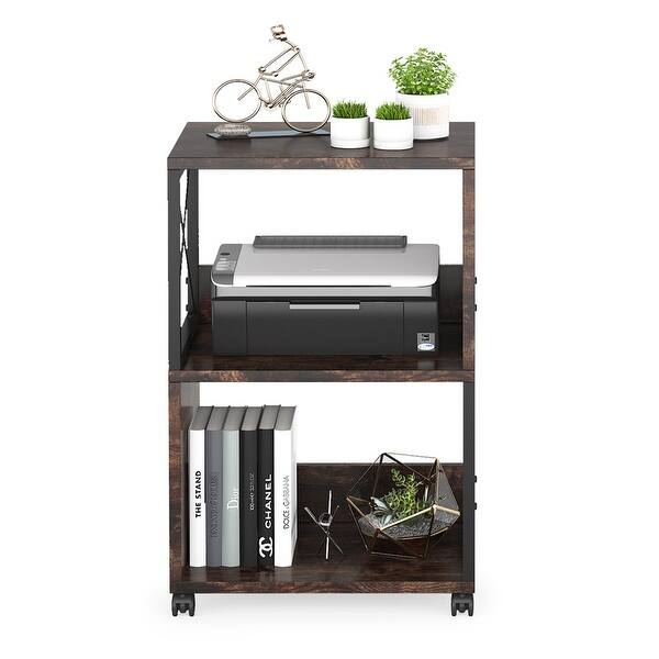 Modern 3-Tier Retro Brown Printer Stand with Wheels - Bed Bath & Beyond ...