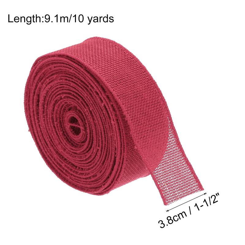 Burlap Ribbon Fabric Wired Edge Dark Orange for Wrapping - Rose Red - 1-1/2 inch x 10 Yards