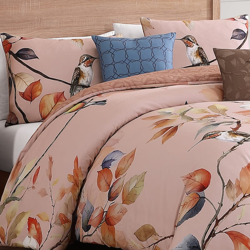 Bebejan Peachy Dogwood 100% Cotton Sateen 5 Piece Reversible Comforter Set