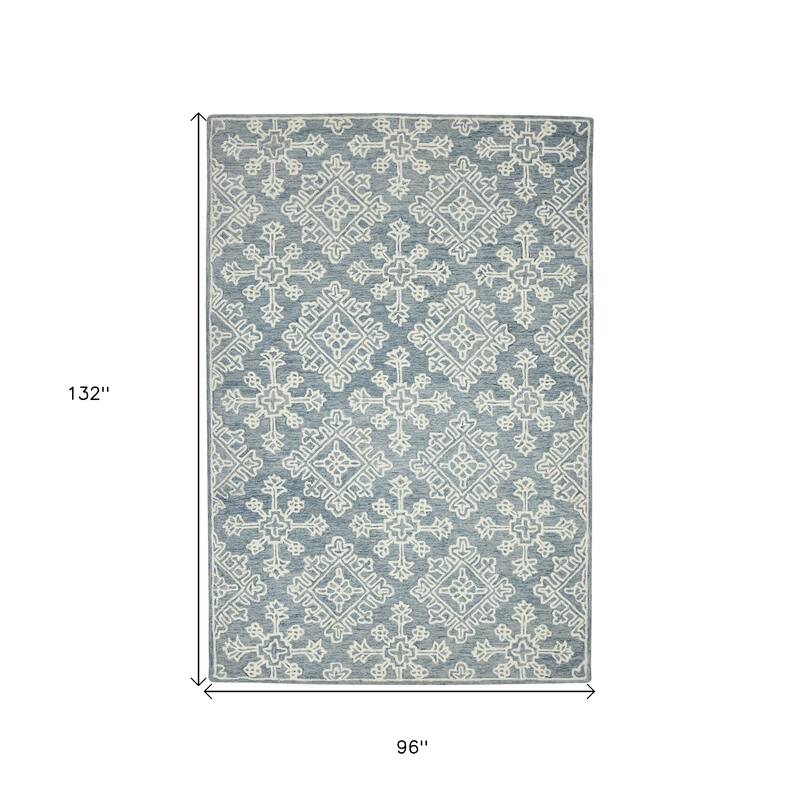 HomeRoots Geometric Transitional Rectangle Area Rug - 132.00 in. x 96.00 in. x 0.40 in.
