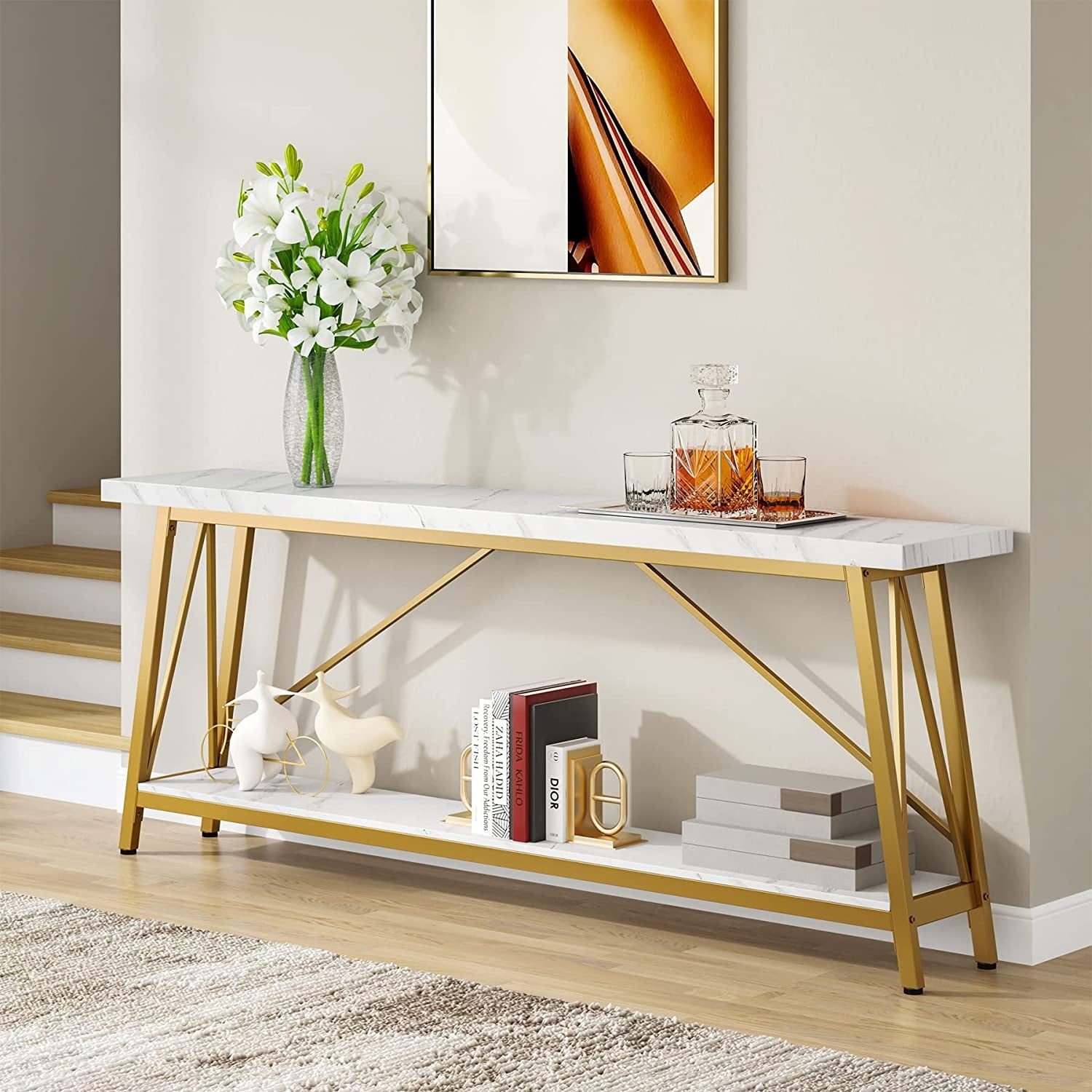 Long white sale sofa table