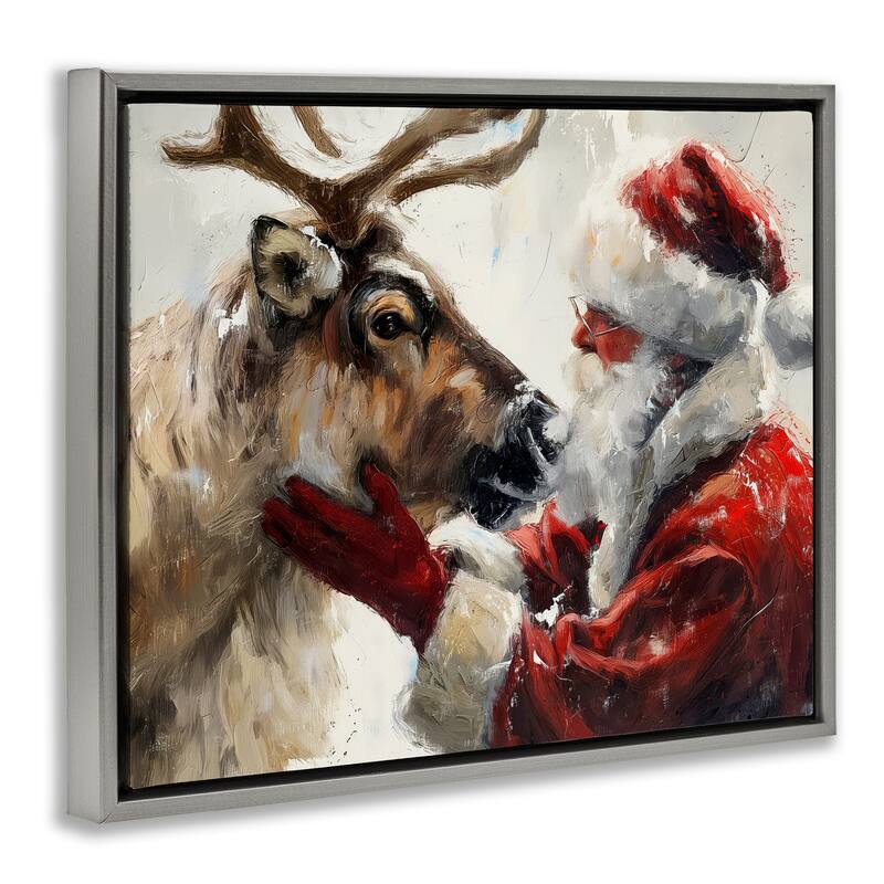 Stupell Traditional Santa & Reindeer Framed Floater Canvas Wall Art Design By Arlington Prints