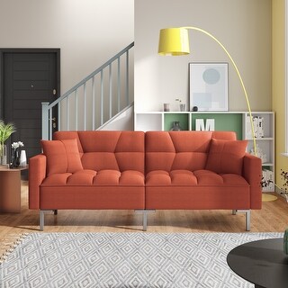 Modern Convertible Folding Futon Sofa Bed Linen Comfortable Upholstered ...