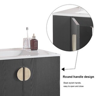 Black Hanging Bathroom Storage Cabinet Indoor Vanity Dressing with Sink, Sink Cabinet with 3 ...