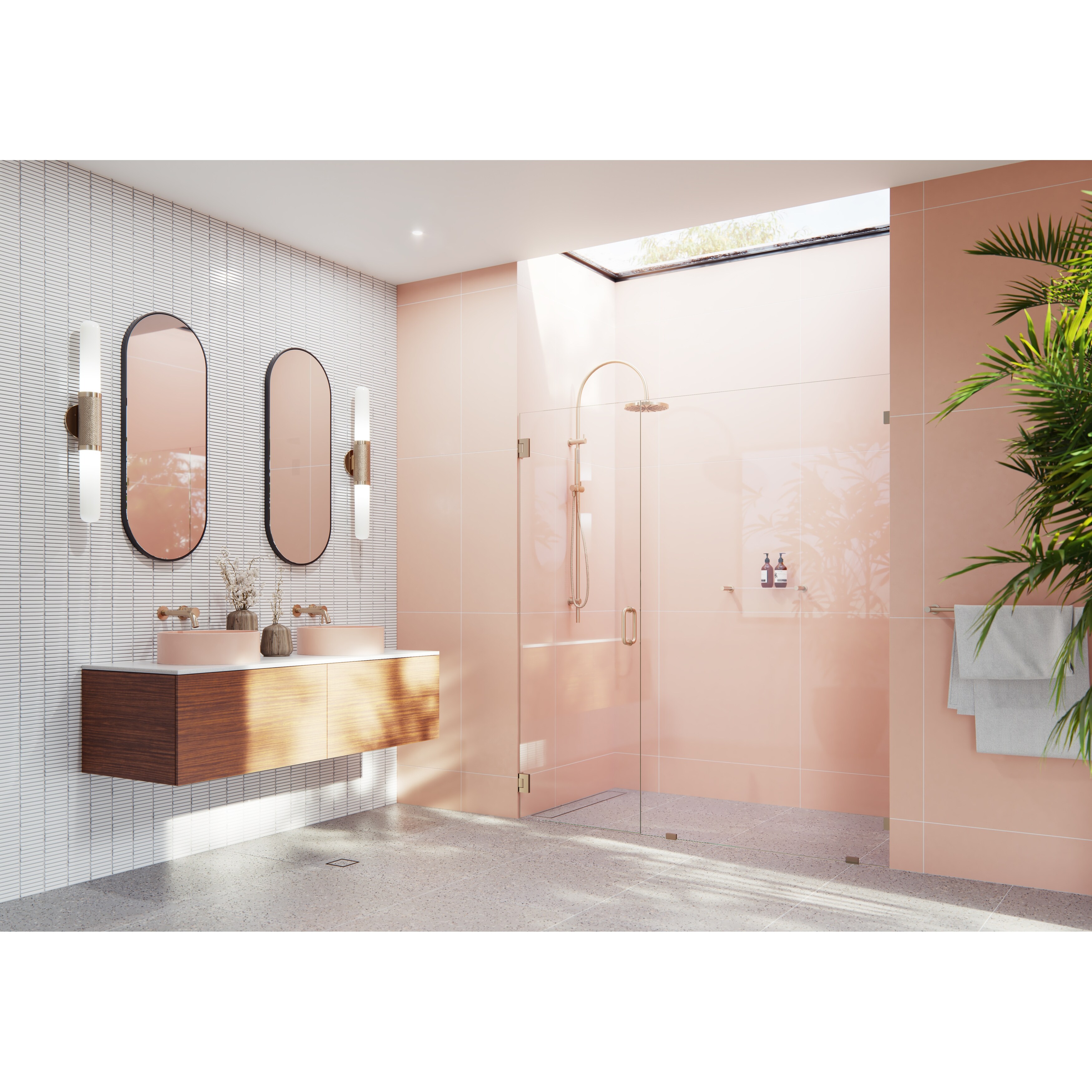 Illume 74.25 in. x 78 in. Wall Hinged Fully Frameless Glass Shower Enclosure