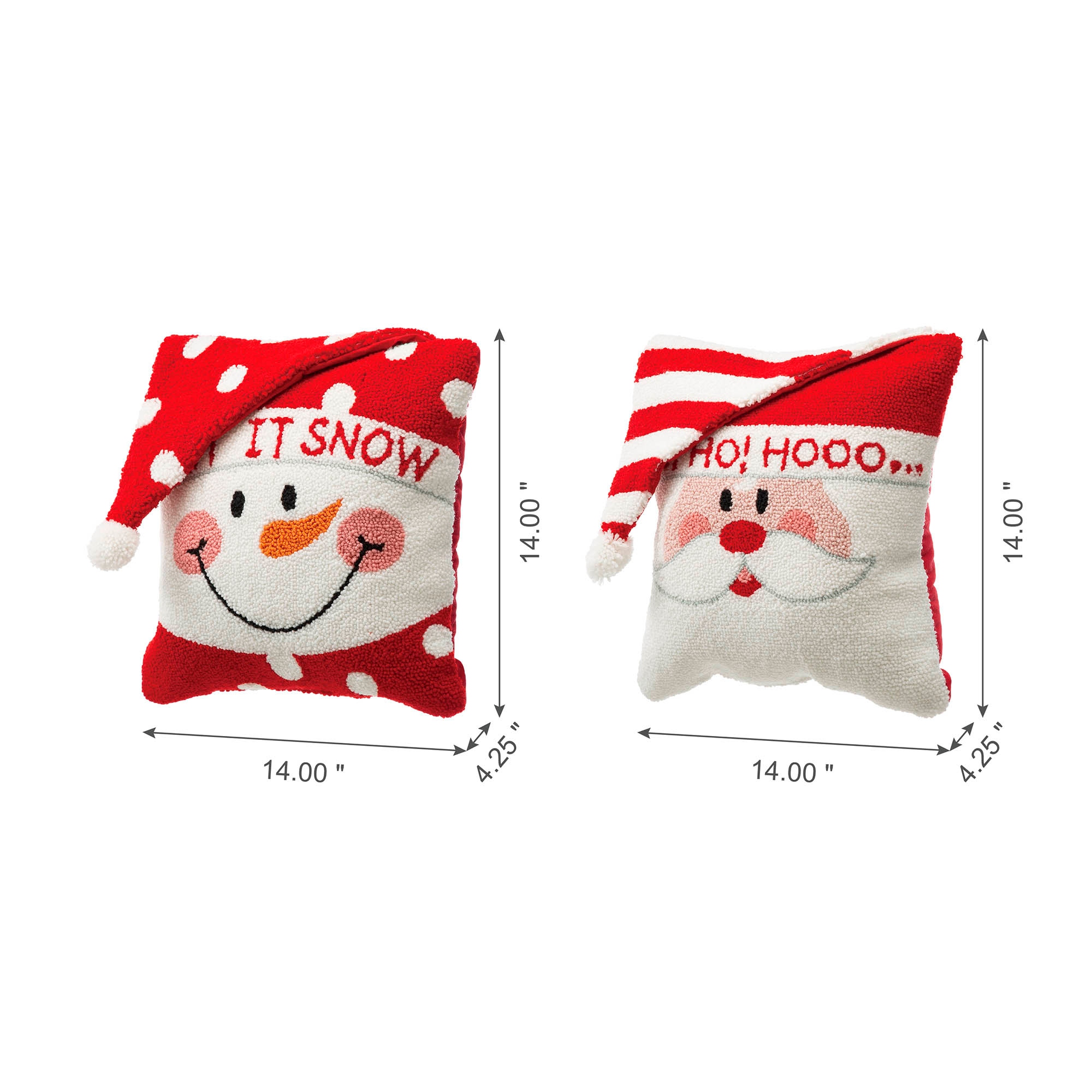 Glitzhome 14 L Hooked 3D Christmas Pillow Snowman