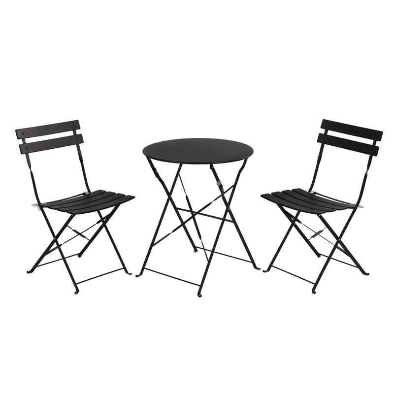 Clihome Outdoor 3 Piece Premium Steel Patio Bistro Set - Black