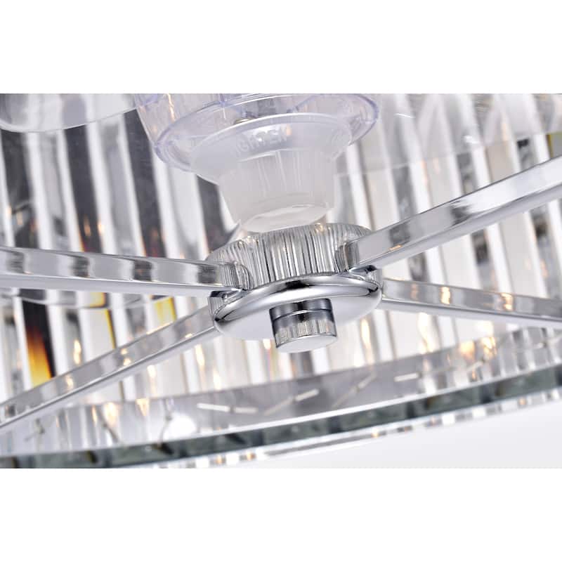 Gavin Chrome Ceiling Fan 19-Inch 4-Light Metal & Crystal Drum Shade (Includes Remote)