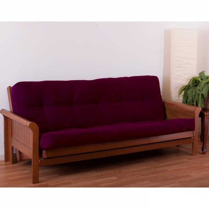 5-inch Thick Twill Full-size Futon Mattress - Burgundy