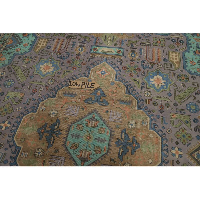 Hand Knotted Oriental 100% Wool Carpet Traditional Floral Purples Tabriz Area Rug - 11' 1'' X 8' 2''
