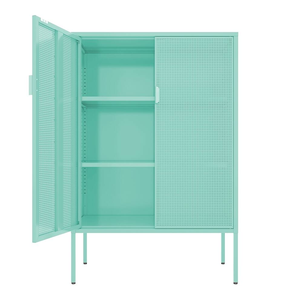 Free-Standing Metal Storage Locker Cabinet with Adjustable Shelves
