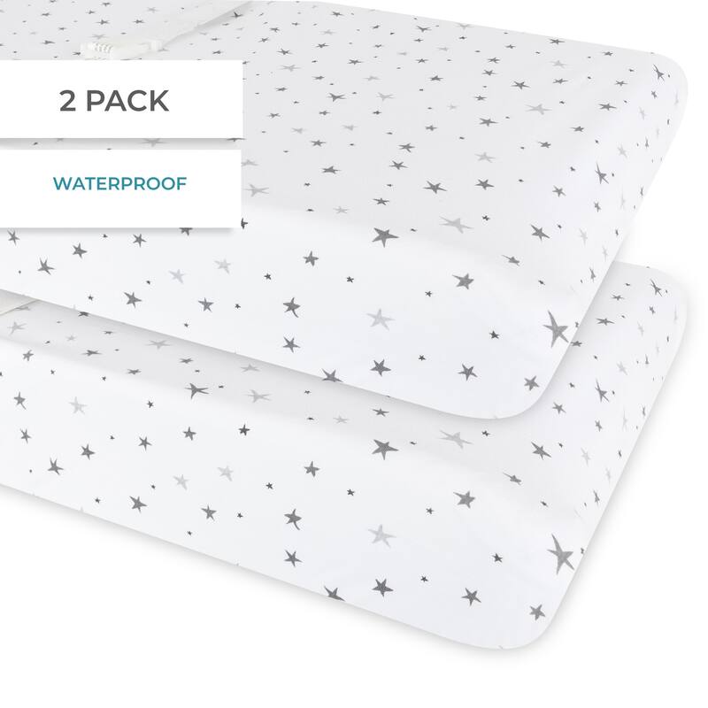Ely's & Co. Baby Waterproof Changing Pad Cover Sheet Set - 2 Pack - 34" x 17"