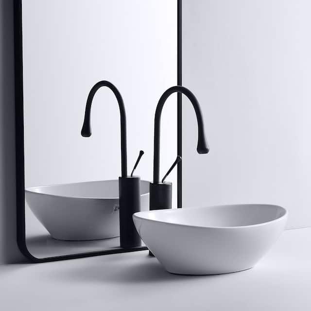 Eridanus 16" Oval Ceramic Bathroom Vessel Sink Wash Basin