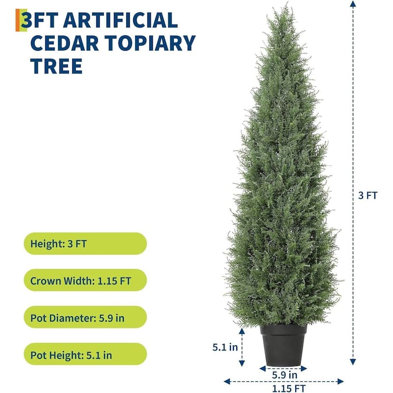 2-Pack Faux Artificial Cedar Topiary Tree for Home Office Decor
