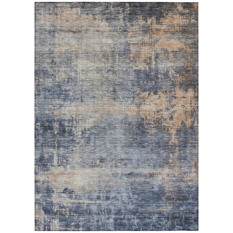 Machine Washable Indoor/ Outdoor Abstract Contemporary Chantille Rug