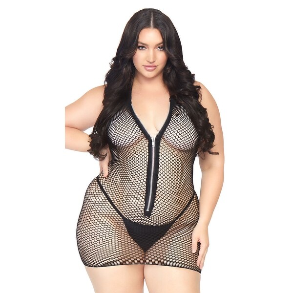 black fishnet dress plus size