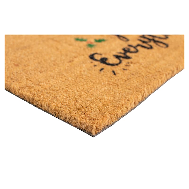 HomeRoots 17" X 29" Brown Black And Green Christmas Outdoor Coir Door Mat - 17.00' X '29.00