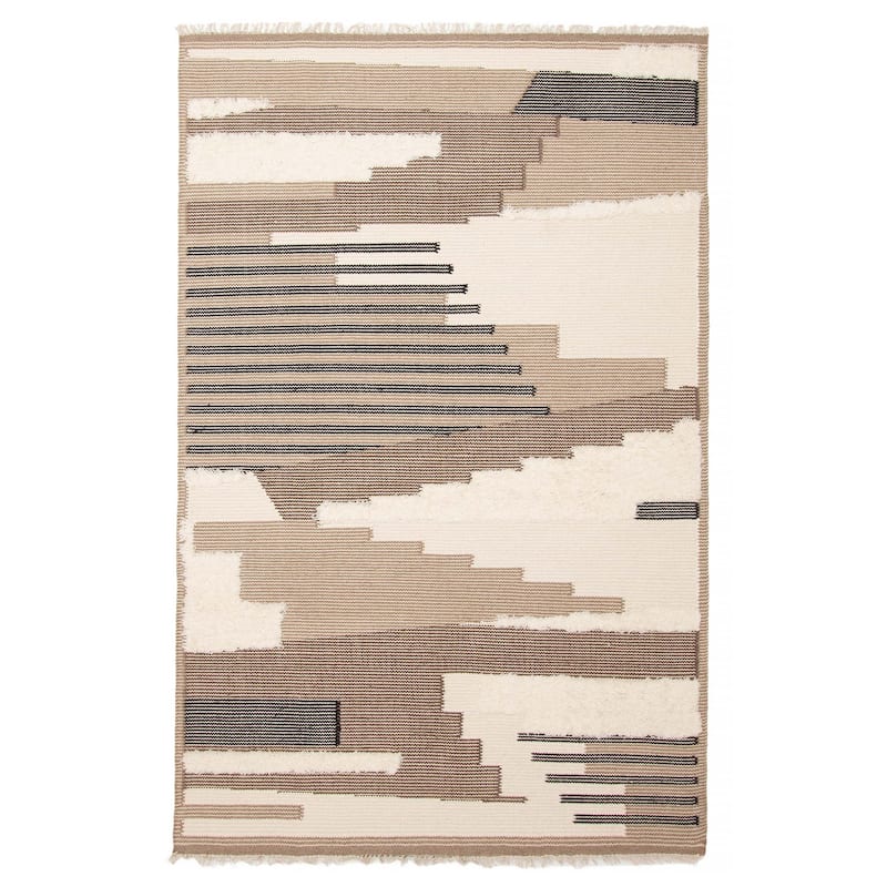 ECARPETGALLERY Hand Tufted Timeless Tan Wool Rug - 5'3 x 8'1 - Tan - 5'3 x 8'1