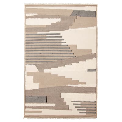 ECARPETGALLERY Hand Tufted Timeless Tan Wool Rug - 5'3 x 8'1