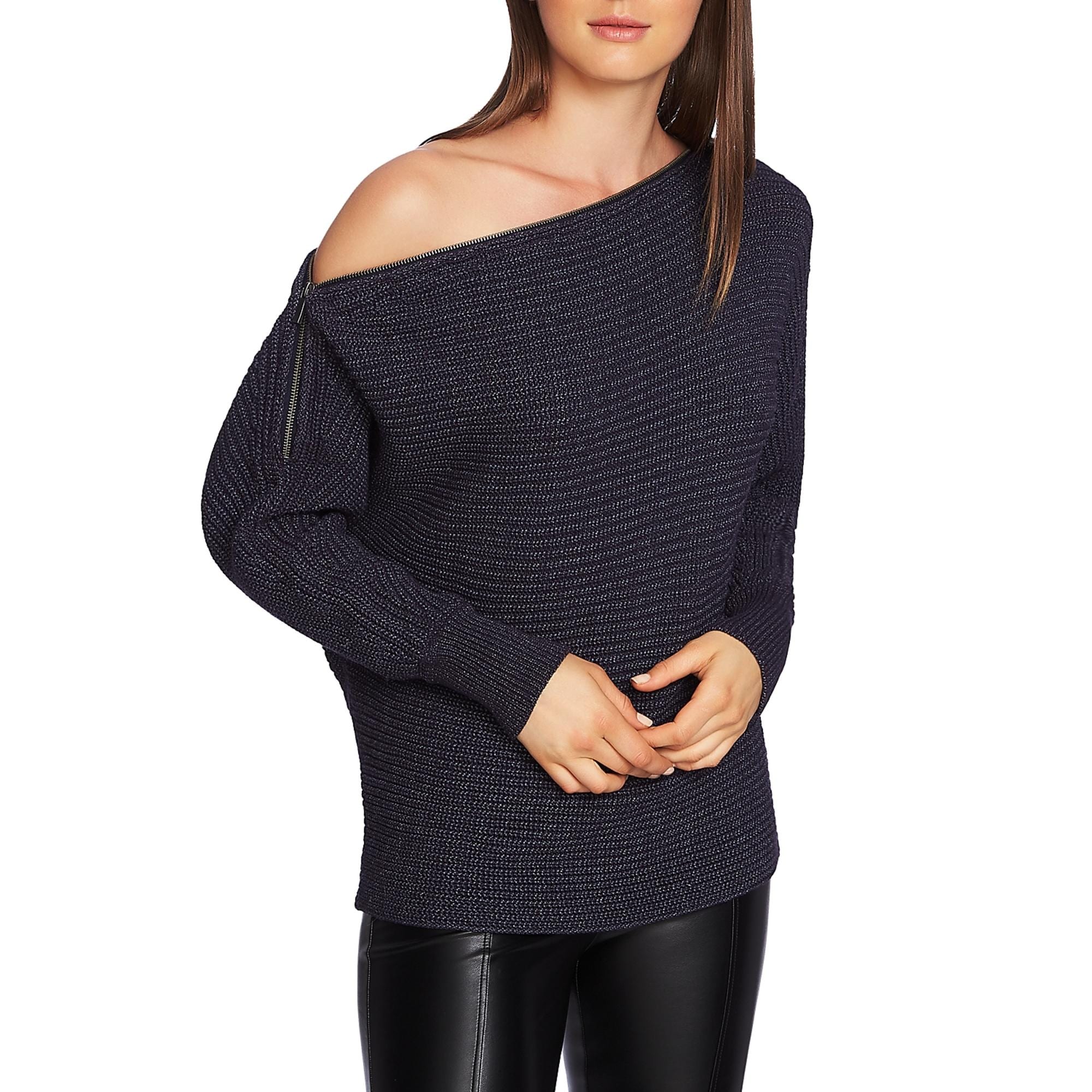sweater with zipper on shoulder