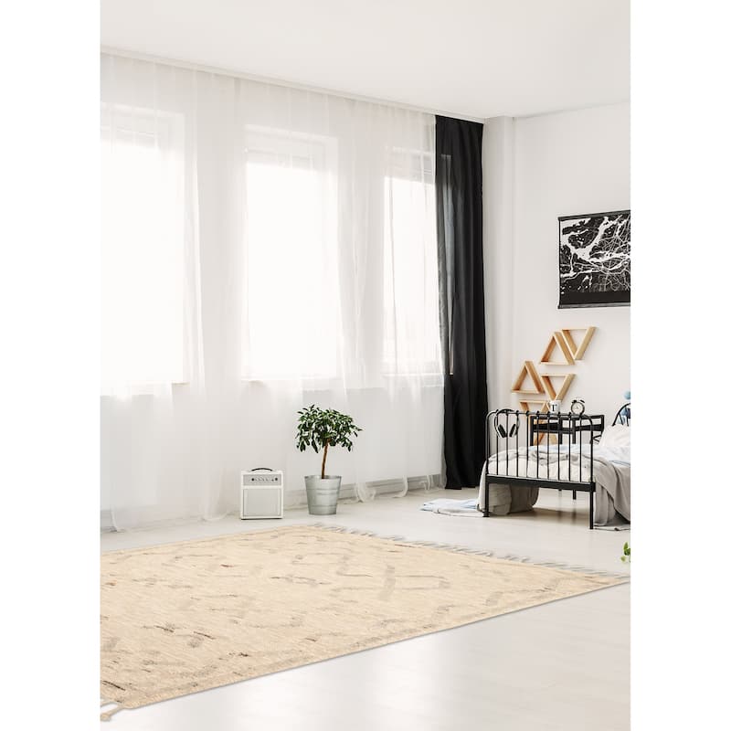 ECARPETGALLERY Hand-knotted Tangier Taupe Wool Rug - 4'11 x 7'7