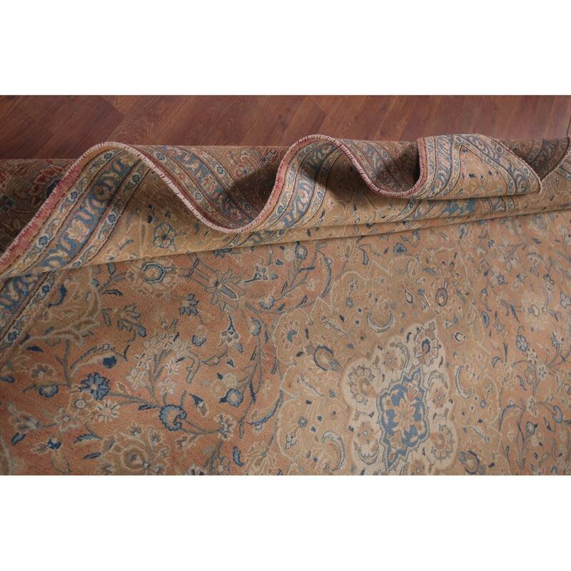Traditional Mashad Persian Vintage Area Rug Hand-Knotted Wool Carpet - 9'4"x 12'5"