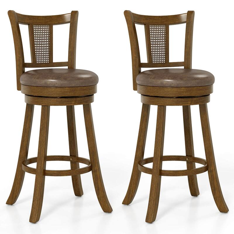 Costway Set of 2/4 Bar Stools 30" Swivel Bar Chairs with PE Rattan - See Details - 30"-2 PCS - Set of 2