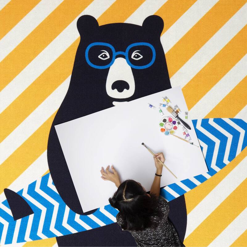 Everwash Imagine Surfer Bear Kid's Washable Area Rug