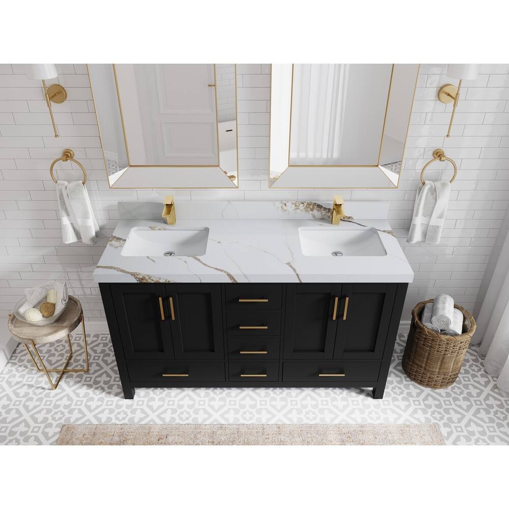 Willow Collections 60 in. W x 22 in. D Malibu Double Sink Bathroom Vanity with Countertop