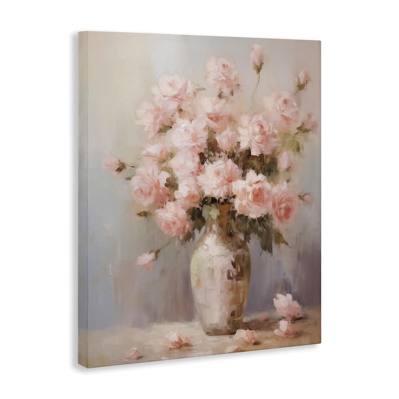 Stupell Vase of Soft Pink Roses Canvas Wall Art Design By Arlington Prints