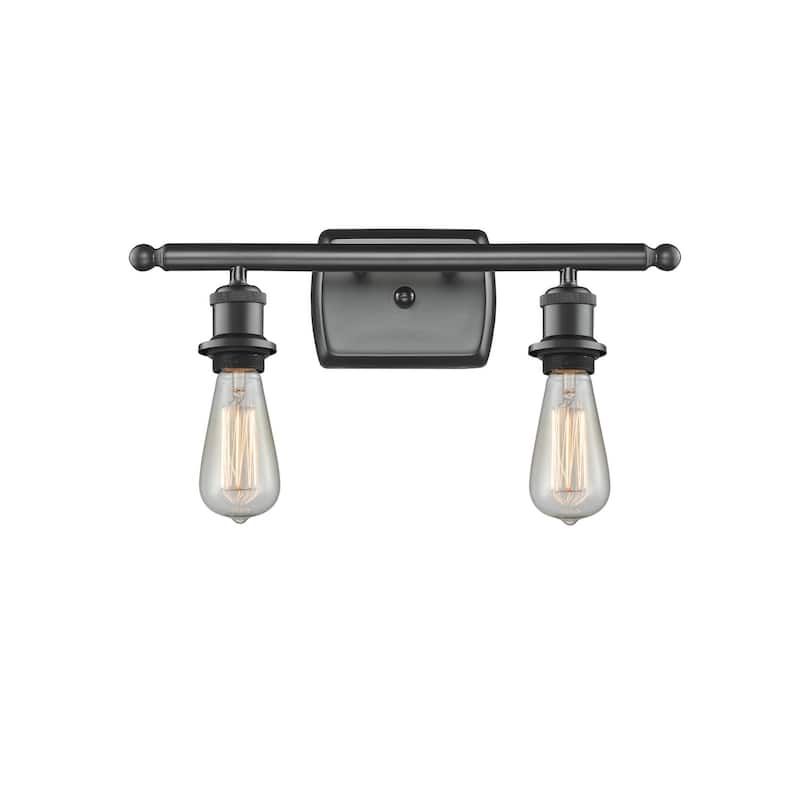 Innovations Lighting Bare Bulb 2 Light 16" Wide Bathroom Vanity Light - Matte Black