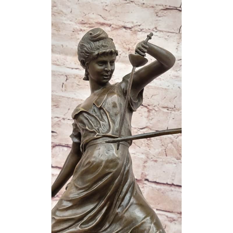 Femmes Fatales Bronze After Edouard Drouot Fencing Foil Sculpture Figurine