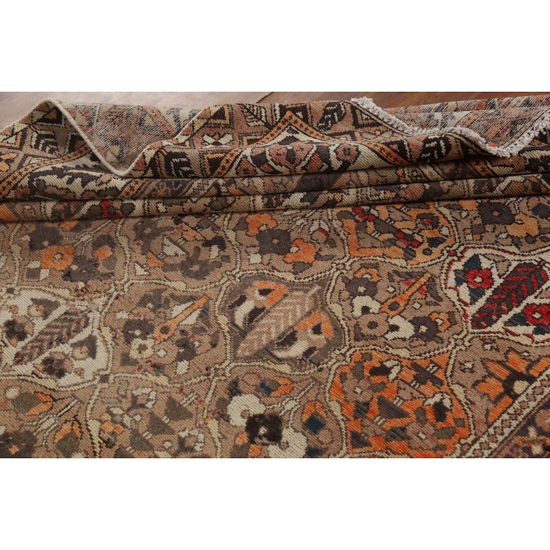 Garden Design Bakhtiari Persian Vintage Rug Hand-Knotted Wool Carpet - 6'10"x 10'8"