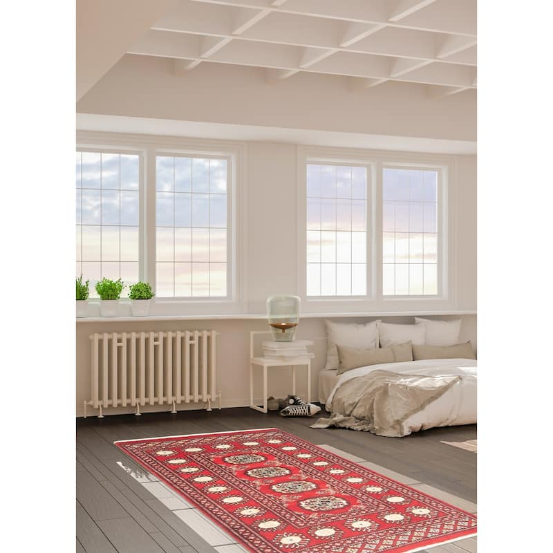 ECARPETGALLERY Hand-knotted Finest Peshawar Bokhara Red Wool Rug - 2'1 x 3'1