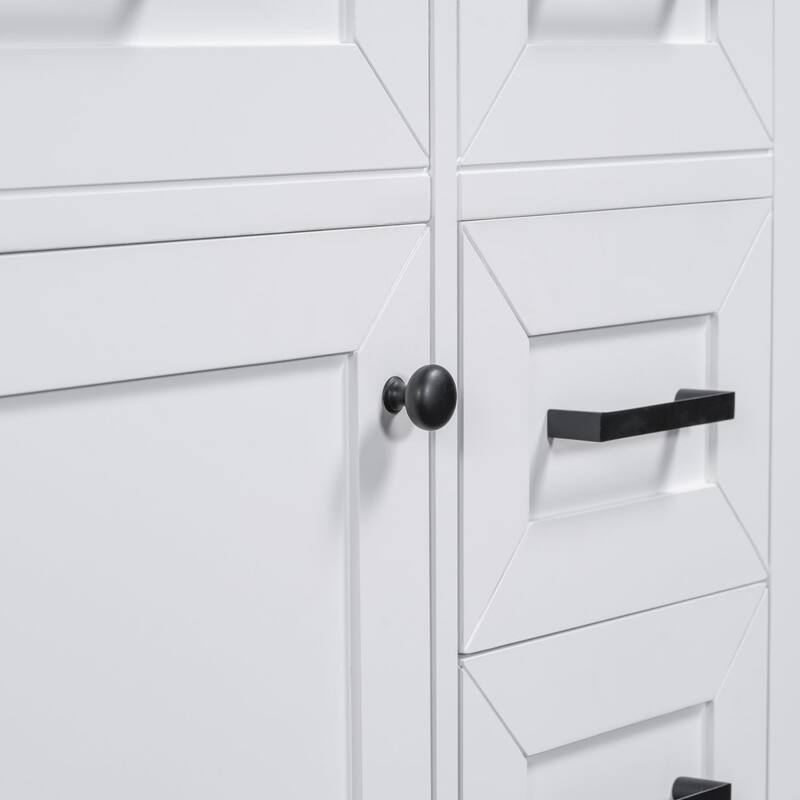 30 inch Freestanding Bathroom Vanity Set in White with Integrated Ceramic Sink - 30'' x 18''