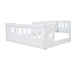 preview thumbnail 23 of 24, Wood Twin Size Platform Bed with Guardrail and Semi-enclosed Fence For Toddler